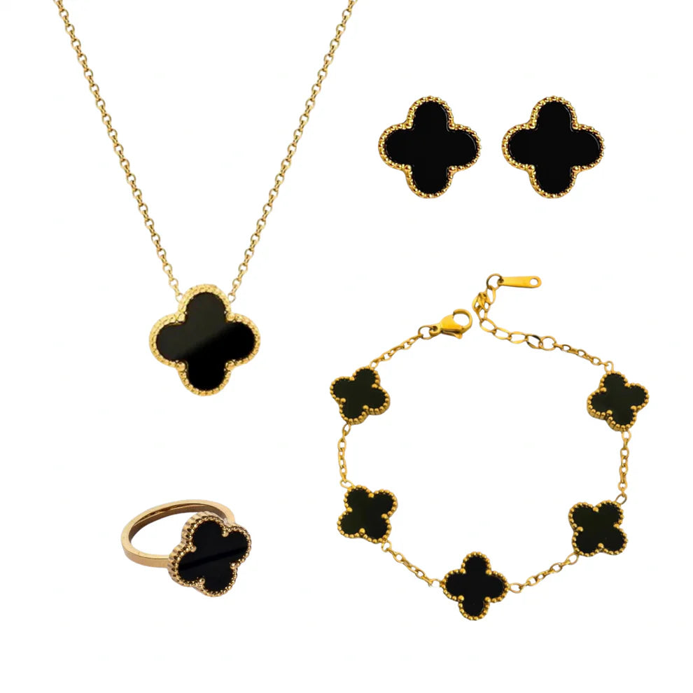 Black Clover 4 Piece Jewellery Set Pakistan – Torshi Mart