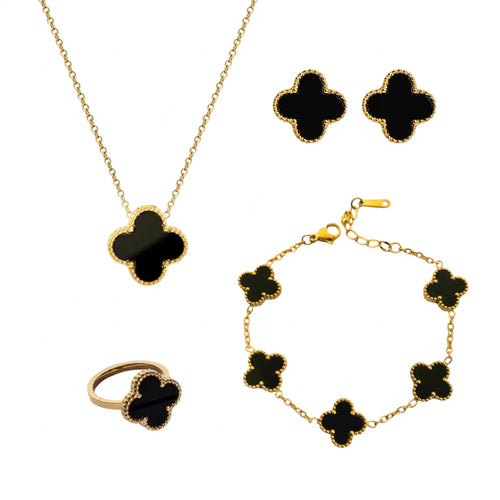 Black Clover 4 Piece Jewellery Set Pakistan – Torshi Mart