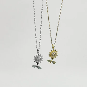 Rotating Crystal Flower Pendant Stainless Steel Pakistan