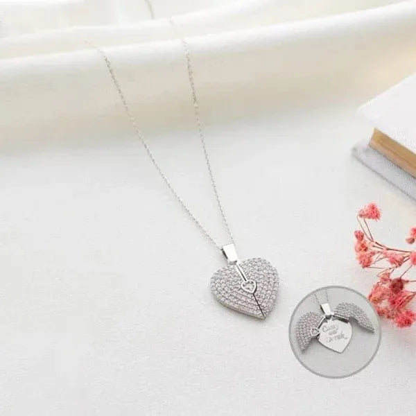 Personalized Open Heart Necklace – Custom Engraved | Zircon Stones | Gold & Silver