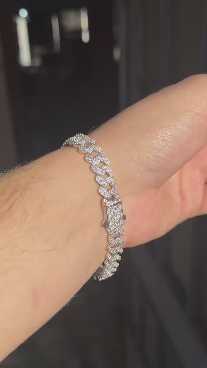 Silver Iced Out Moissanite Cuban Bracelet Pakistan – Torshi Mart